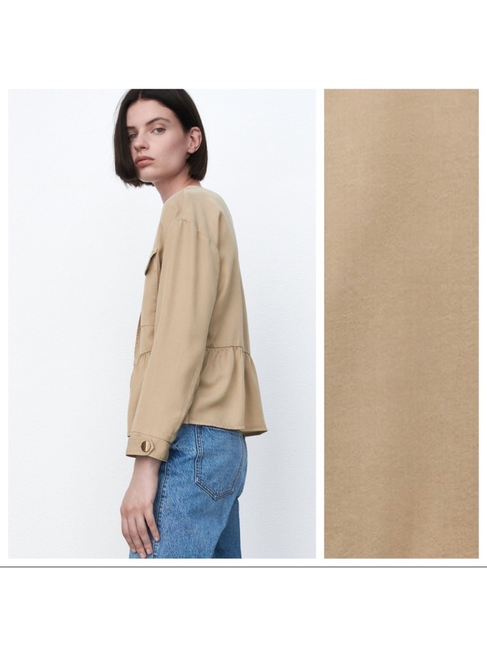 Zara 100% Lyocell Open Front Ruffle Jacket - Picture 8 of 9